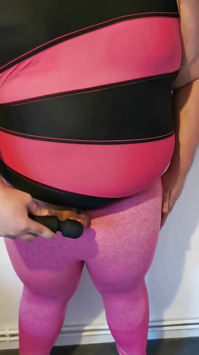 -Viewer request- Fat guy lets his little cock cum on me in my swimsuit and leggings.