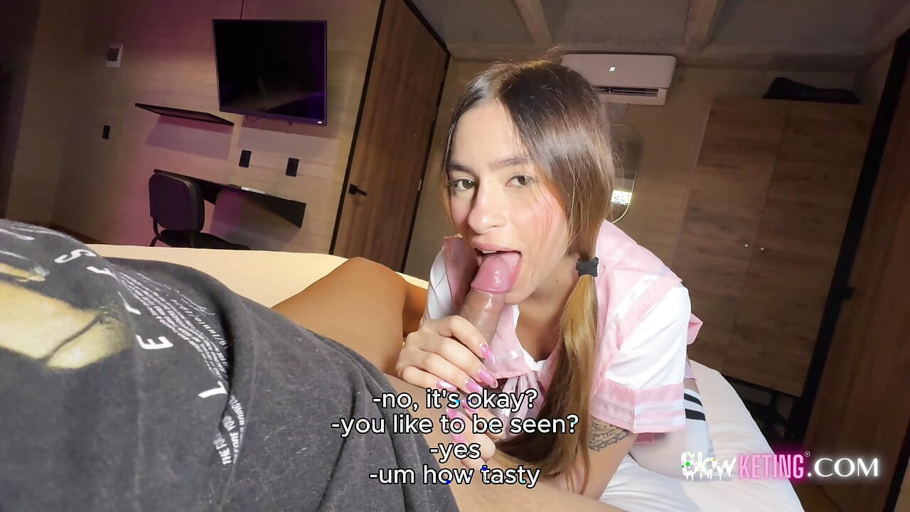 The girl in my class comes into my room to suck my cock in her uniform