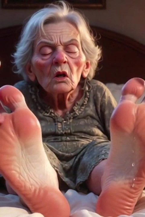 Submissive Mans Serving Old Granny's Ugly Feet - Humiliation