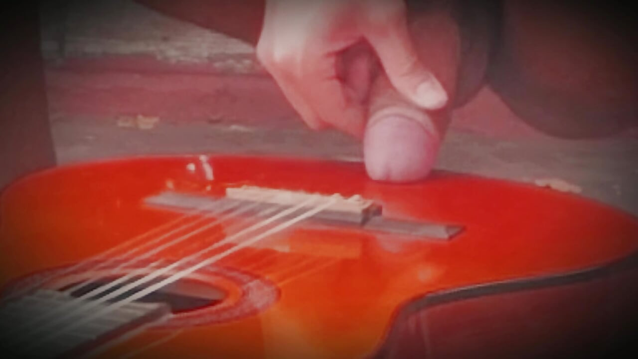Big Muscular Man - GuitarJob - In the Air Rubbing Yamaha C80 Orange Guitar By The Penis - Sexy Number 1