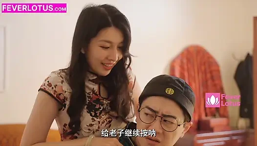 Große taiwanesische schönheit in traditionellem hanfu - an seilen gefesselt, ficken & abspritzen