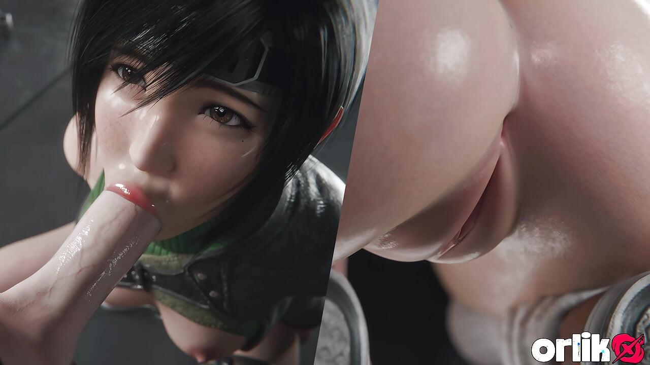 Yuffie kisaragi gran polla descuidada mamada - animación 3D profunda y desordenada