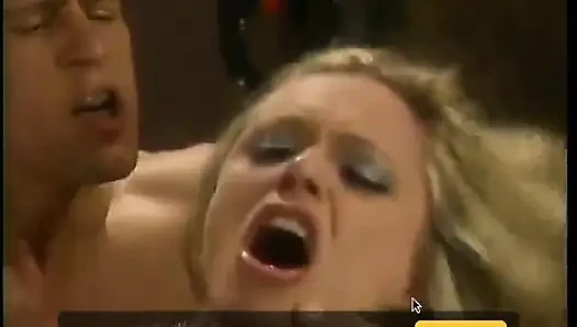 Dude plows tall busty blonde on bale of hay