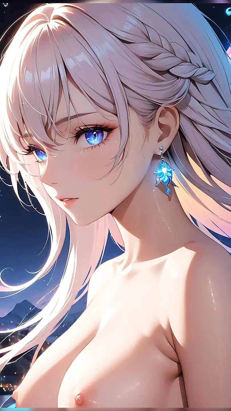 彩色凝视：一个美丽的年轻女人，她的鞭毛射出她