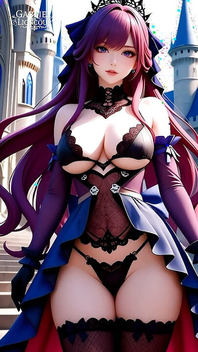 Hentai gothic girls with dyed hair showing off their big tits 2