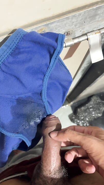 stepsister Sheya blue dirty panties sniffing and cum
