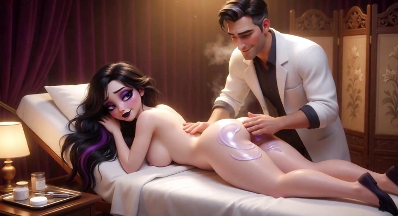 El sensual primer chequeo de belleza gótica de Luna se despierta en las manos cariñosas de su médico (generada por ia)