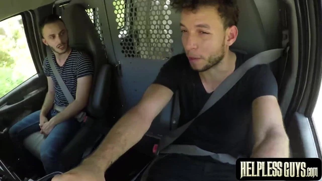 Bondaged Valentino Nappi facialized after riding cock in van
