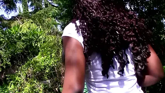Black pussy matters, MILF fucks outside