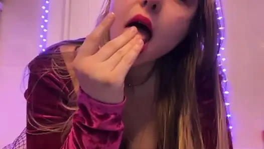 Sucking dildo jucielussie and crazy fingering in stockings