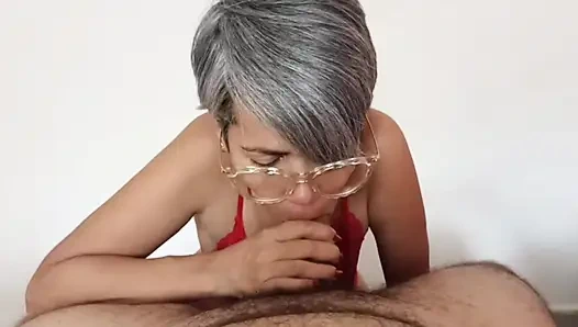 I'll fix your fridge more often because you gave me an amazing blowjob, stepsister. What a great fuck!