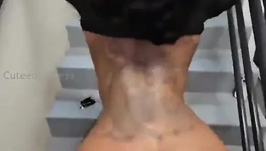 Fucking sexy black pussy by stairs bbc