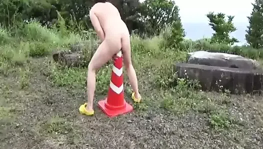 Giant road cone insertions in public