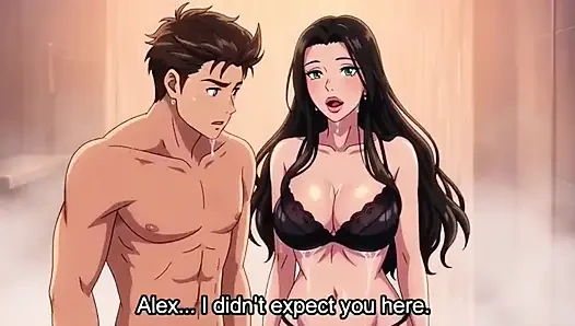 Stepmom & Stepson take Shower together and pressing boobs
