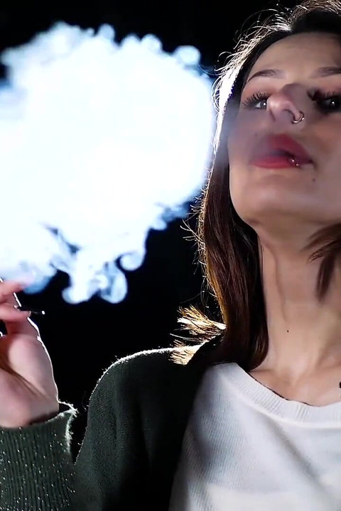 Sweet Russian Girl Smoking Cigarette Outdoor Daylight