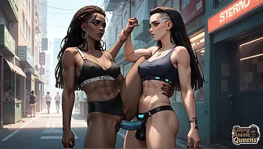 Ratu cybernetic kulit hitam lagi asik orgasme di kota neon! Bokep hardcore warm dark-hued!