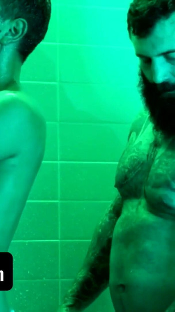 Epic moment from "DadCreep - Muscular Bear Stepdad Bangs His Hot Stepson In The Shower - Alex Montenegro, Markus Kage"
