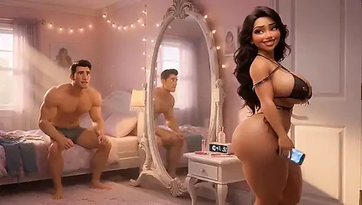 Ep 7: Curvy Wife in Sheer Black Torn Micro Bikini Gets Hands All Over Ignoring Husband