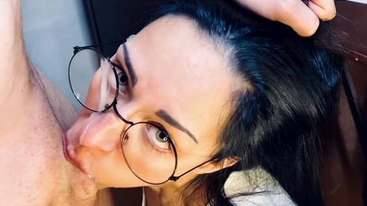 The teacher whore fucked her in the ass on the exam, cum on her face.