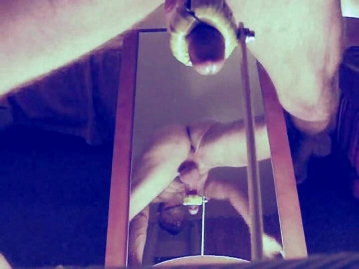 No 67: Doggyfan fucks his ring over a mirror with a perfect view from 2 ankles on precum-flow and a huge cum-shot at the end