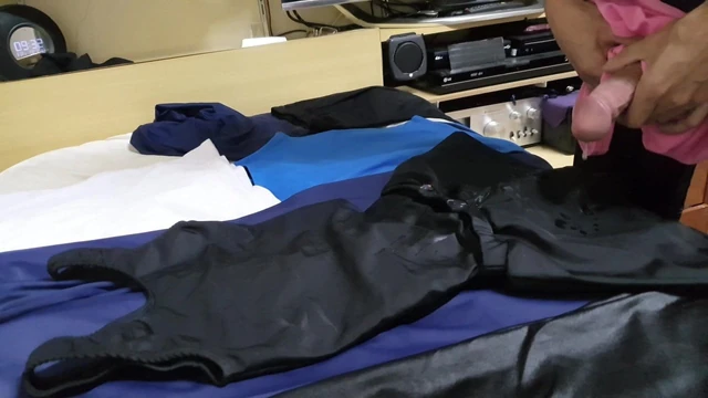 Cum on leotard + skirt