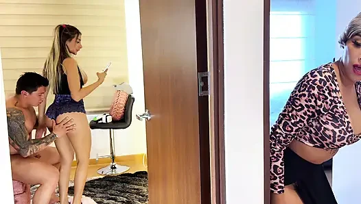 Stunning Latina MILF! The mother-in-law gets excited and masturbates while listening to moans in the other room!