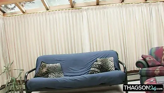 Steamy Lesbian Fingering and Dildo Play on the Couch