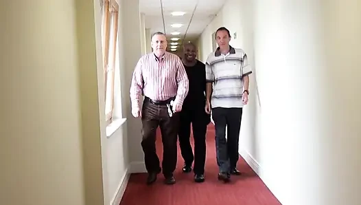 Old friends go to the neighbor's for a coffee