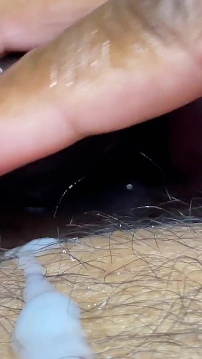 Thrilling moment from "Guy masturbating by rubbing the head of the dick and fingering it like a pussy"