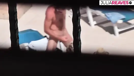 The perverted couple fuck at the hotel pool