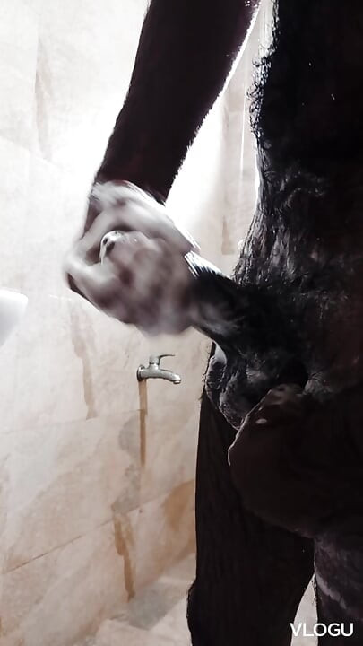 Hand job in bathroom