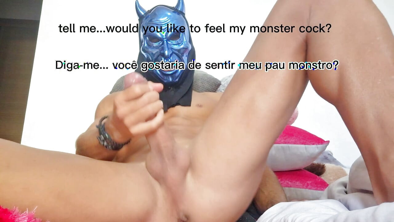 Halloween Monster Mask Teaches Hard Cock Exercise - How to Get a Stronger, Rock Hard Dick & Cums Twice While Training