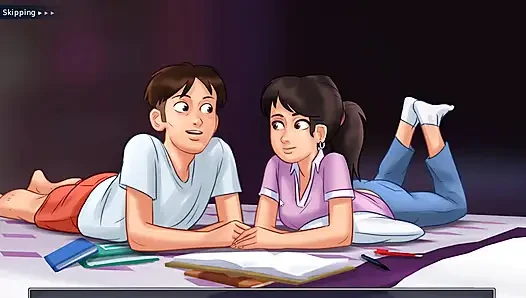 Kisah musim panas - kelas ekstra membantu payudara besar yang indah