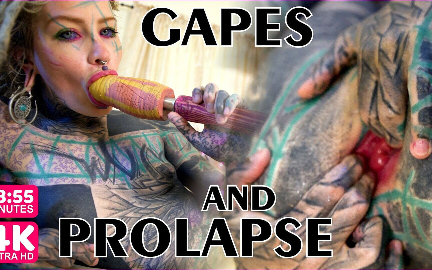Tattoo Girl Masturbating, Fingering Her Pussy and Ass