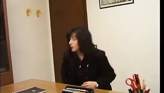 Hairy pussy licking fucking fingering on the table in office