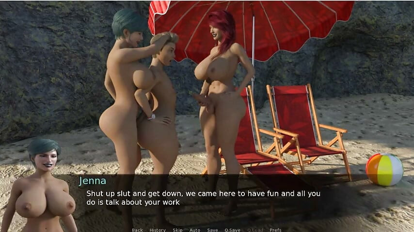 Futa Groves - Gameplay - Roleplay - Sissy Fucks with Two Mistress at Beach