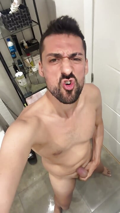 Hot Stepdaddy Jerks off and Nuts in Bathroom