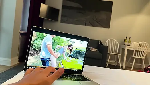 Hot stepsister caught me watching PORN with her, fucked her in a tight pussy