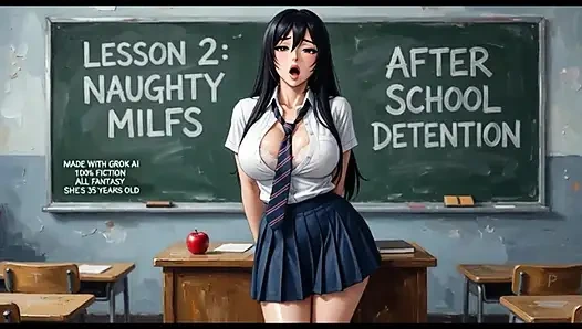 Kız öğrenci üniformalı orta yaşlı seksi kadın 2