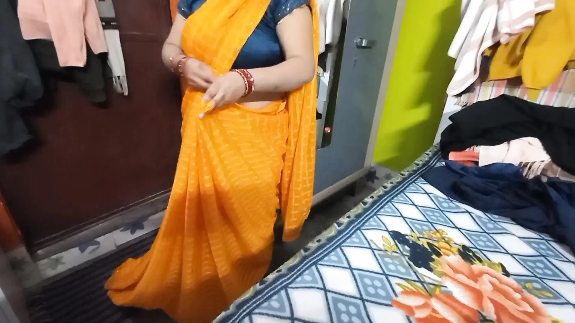New young girl wearing a saree.