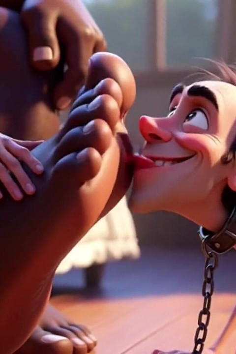 Submissive Man Grovels and Licks His Dominant Wife's Feet