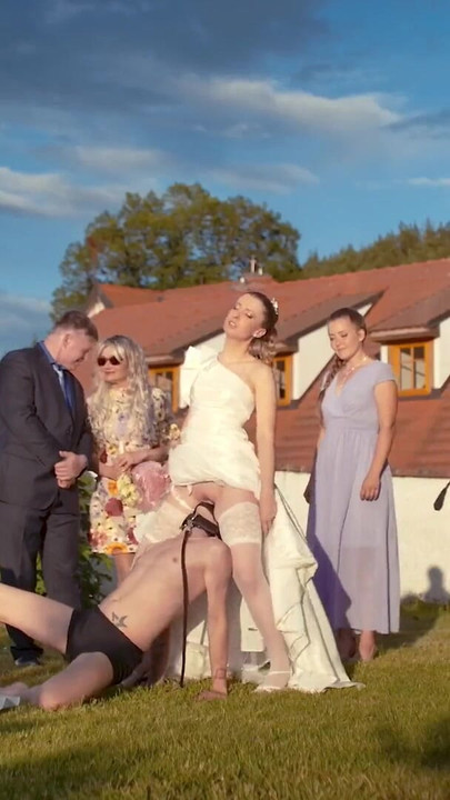 Memorable moment from "BRIDE4K. Blonde bride with natural tits enjoyed a good fuck on her kinky wedding"