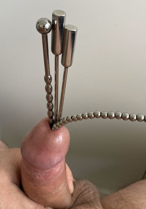 #17 Extreme urethral sounding. Multiple different objects stuffed in cock + cum.