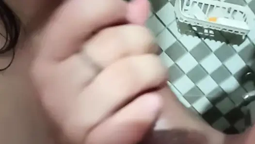 Big Tits MILF Giving Me a Stand up Position that My Cock Straight Ahead into her and Suck it and Cum into Her Mouth!