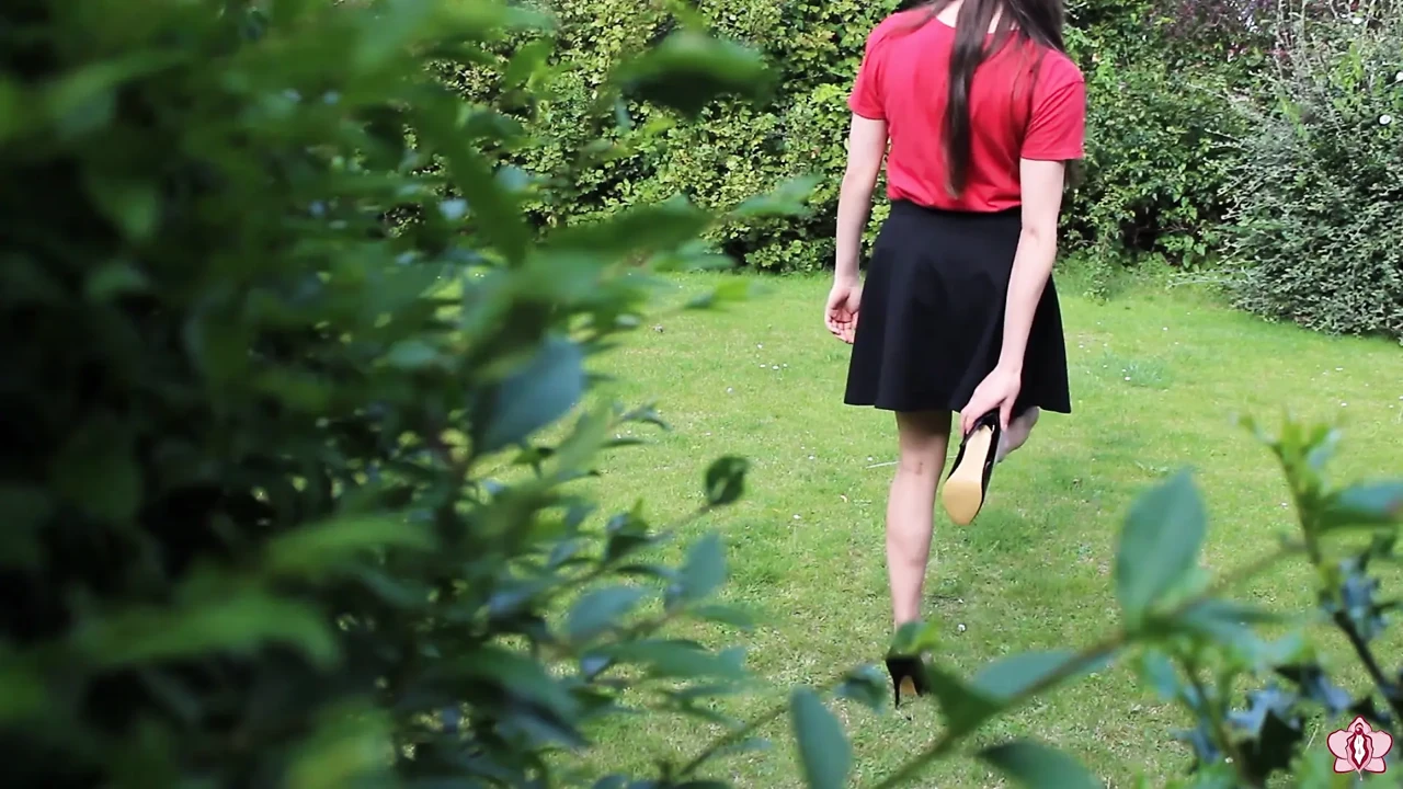 Slave Mila Plays with Her Bruised Caned Bottom Outdoors