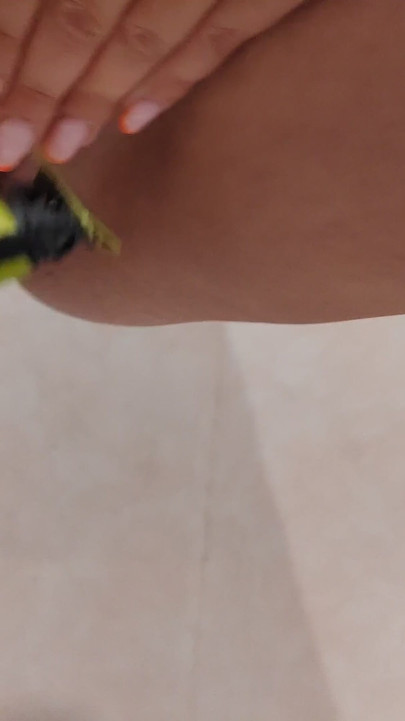 POV pussy shaving. Close up hairy pussy | Clip 1