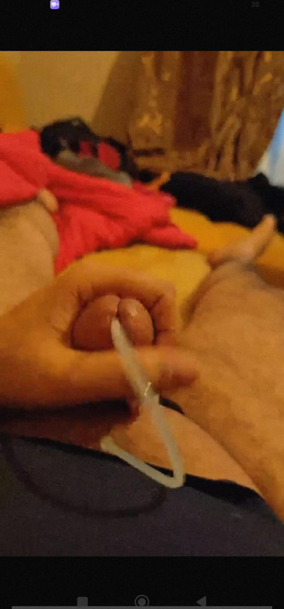 POV Single man insert urethral toy and enjoy it )
