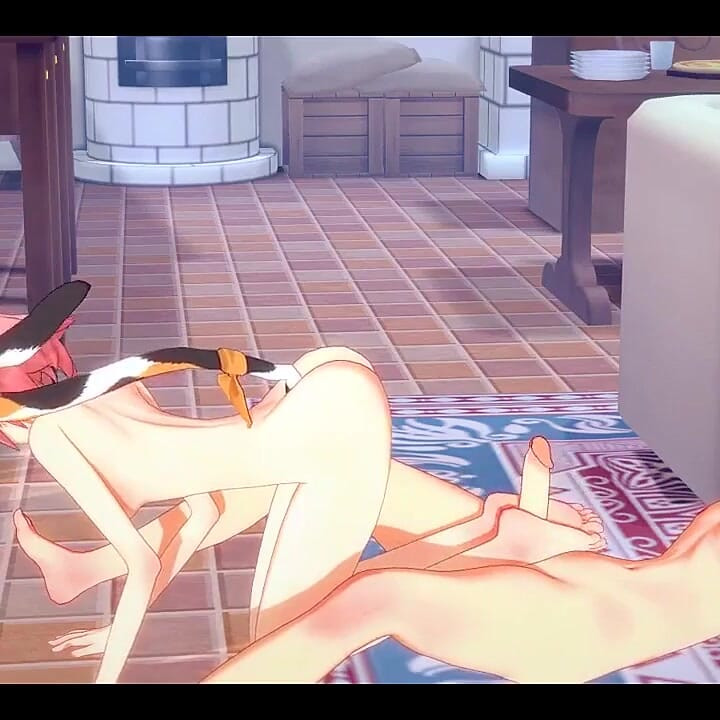 Genshin Impact Hentai - Diluc and Diona Footjob and Rubbing Her Ass Until Diluc Cums - Japanese Asian Manga Anime Film Game Porn