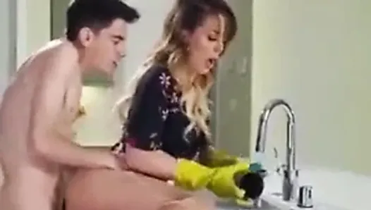 Jordi get crazy sex with his stepmom in the kitchen