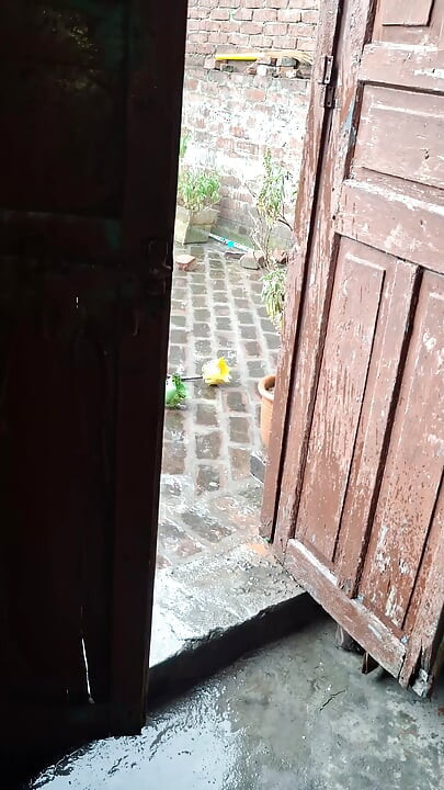 Masturbating in rain full of enjoy in open and bathroom cum